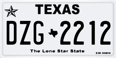 TX license plate DZG2212