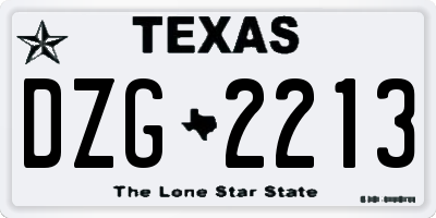 TX license plate DZG2213