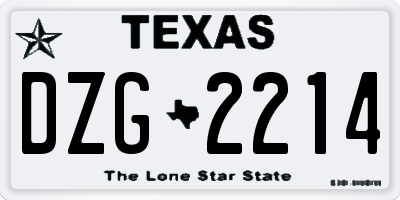 TX license plate DZG2214