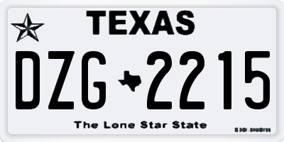 TX license plate DZG2215