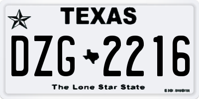 TX license plate DZG2216