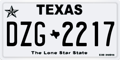 TX license plate DZG2217
