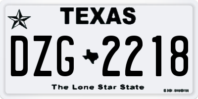 TX license plate DZG2218