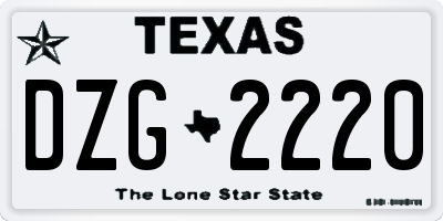 TX license plate DZG2220