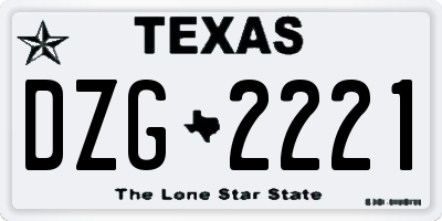 TX license plate DZG2221