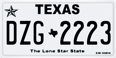 TX license plate DZG2223