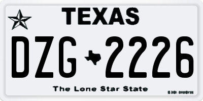TX license plate DZG2226