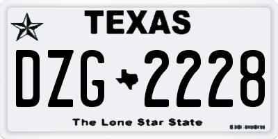 TX license plate DZG2228