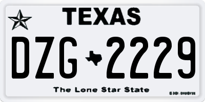 TX license plate DZG2229