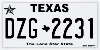 TX license plate DZG2231