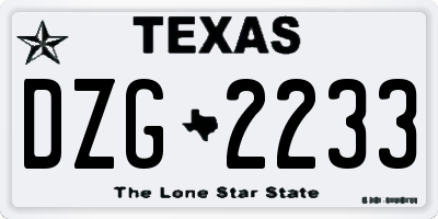 TX license plate DZG2233