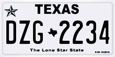 TX license plate DZG2234
