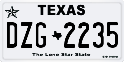 TX license plate DZG2235