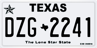 TX license plate DZG2241