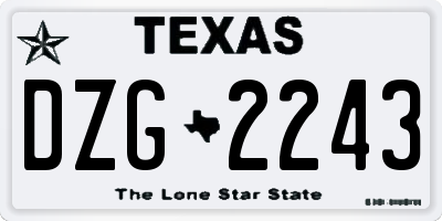 TX license plate DZG2243