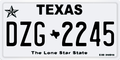 TX license plate DZG2245