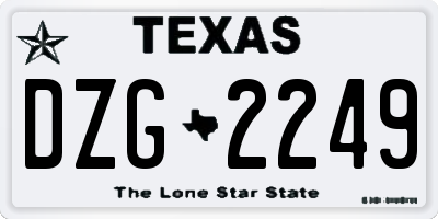 TX license plate DZG2249