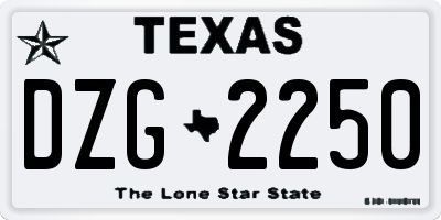 TX license plate DZG2250