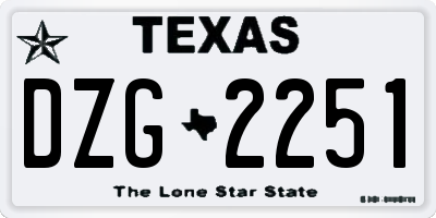 TX license plate DZG2251