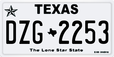 TX license plate DZG2253