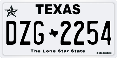 TX license plate DZG2254