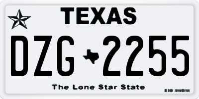 TX license plate DZG2255
