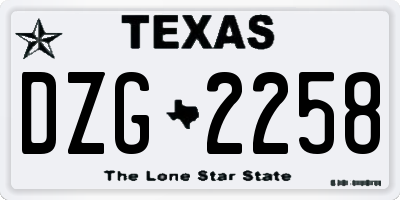 TX license plate DZG2258