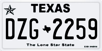 TX license plate DZG2259