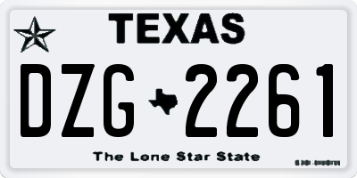 TX license plate DZG2261