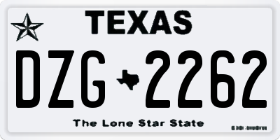 TX license plate DZG2262