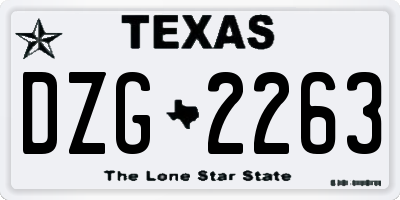 TX license plate DZG2263