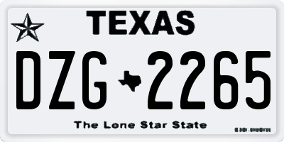 TX license plate DZG2265