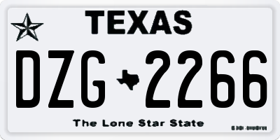 TX license plate DZG2266