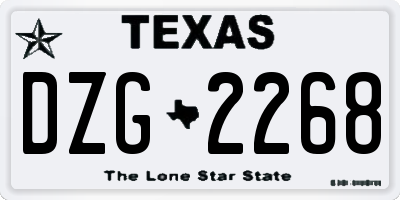 TX license plate DZG2268