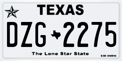 TX license plate DZG2275