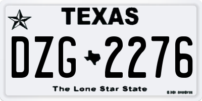 TX license plate DZG2276