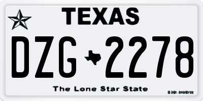 TX license plate DZG2278