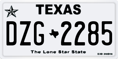 TX license plate DZG2285