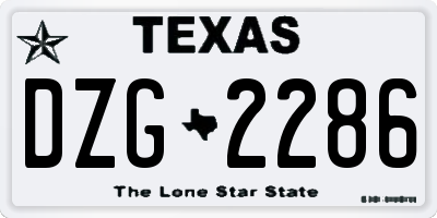 TX license plate DZG2286