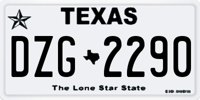 TX license plate DZG2290