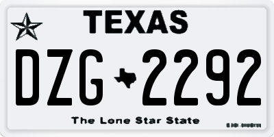 TX license plate DZG2292