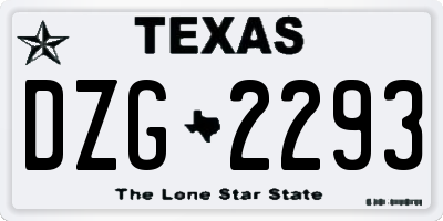 TX license plate DZG2293