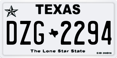TX license plate DZG2294