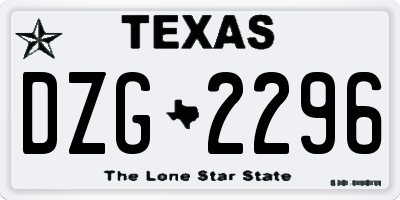 TX license plate DZG2296