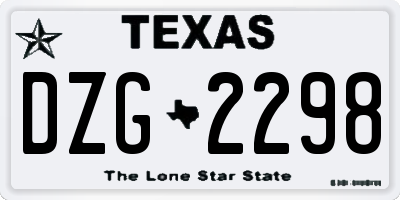 TX license plate DZG2298
