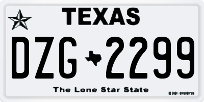 TX license plate DZG2299