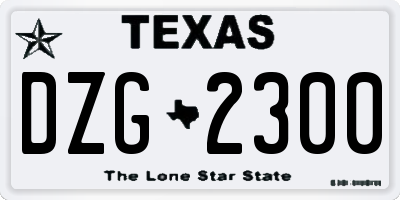 TX license plate DZG2300