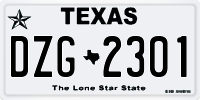 TX license plate DZG2301