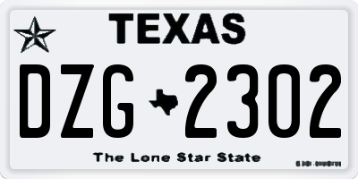TX license plate DZG2302
