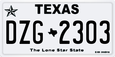TX license plate DZG2303